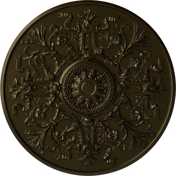 Ekena Millwork Versailles Ceiling Medallion (Fits Canopies up to 3 1/4"), Hand-Painted Green Gold, 33"OD x 1 3/4"P CM33VEGGS - main